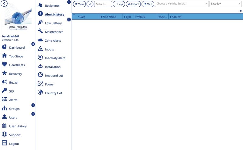 DataTrack247 web dashboard for buy-here-pay-here vehicle tracking